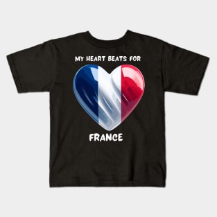 My Heart Beats For France Flag Kids T-Shirt